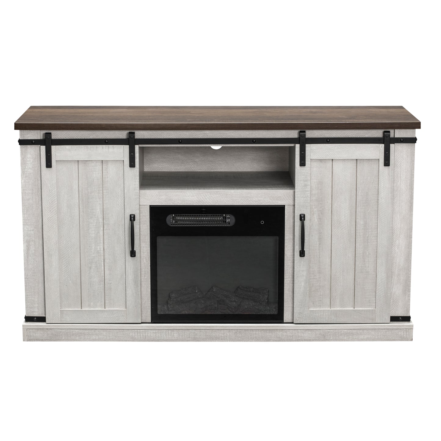 FestivoFFP20271 54" TV Stand with 18" Electric Fireplace & 2 Barn Door-White