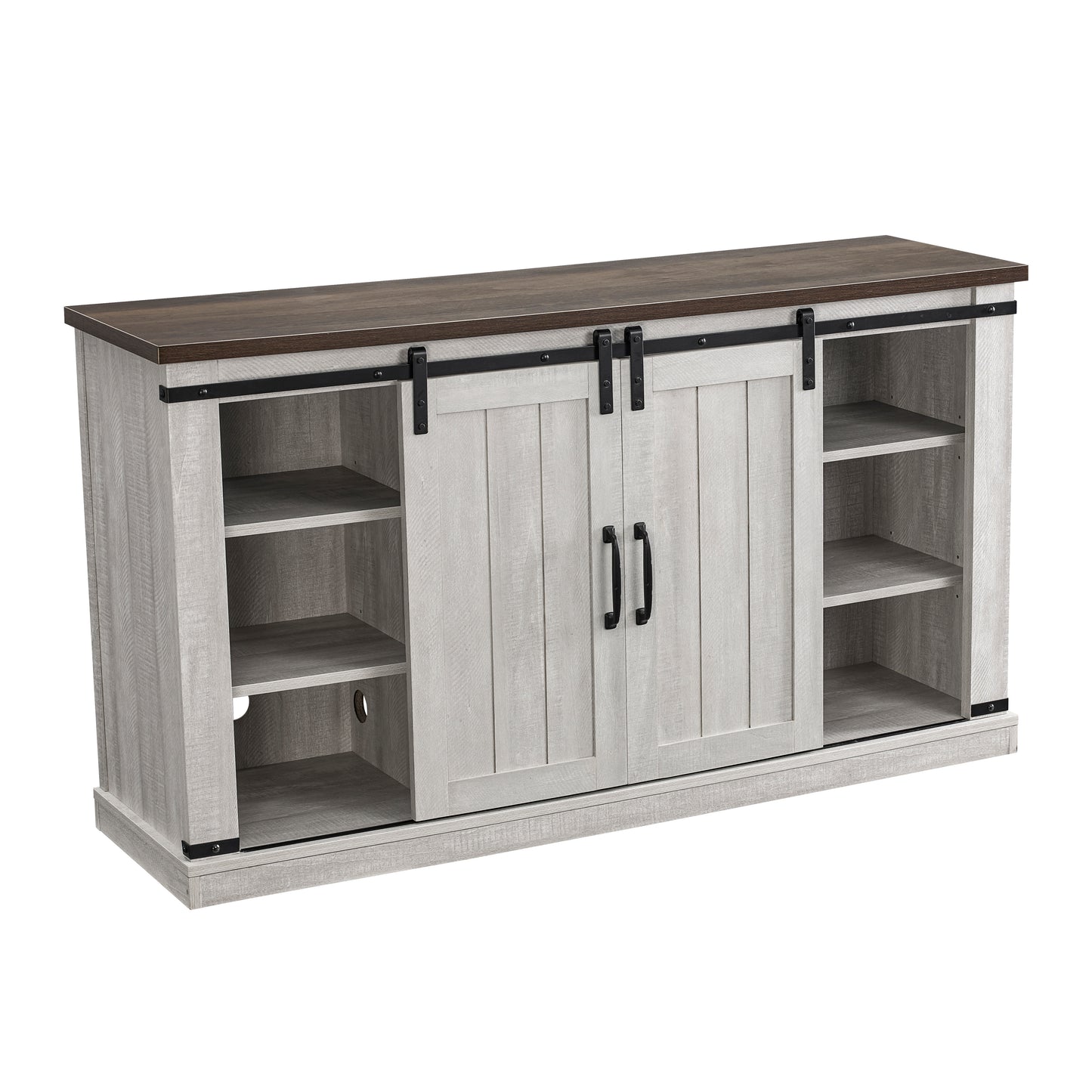 FestivoFFP20271 54" TV Stand with 18" Electric Fireplace & 2 Barn Door-White