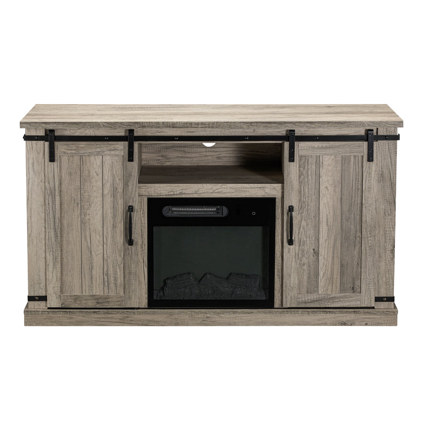 Festivo FFP20272 54" TV Stand with 18" Electric Fireplace & 2 Barn Door-Grey