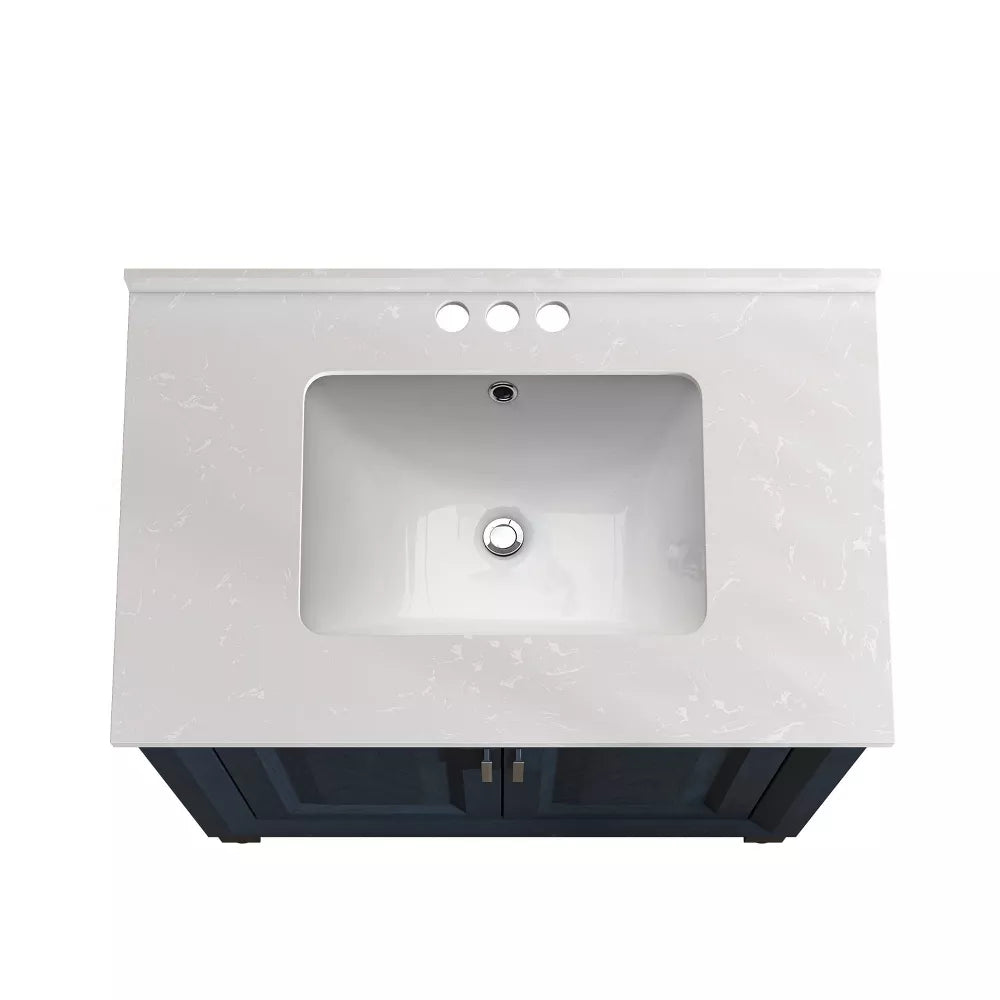 Festivo 30" FBV21010 Freestanding Bathroom Vanity with Marble Top-Navy