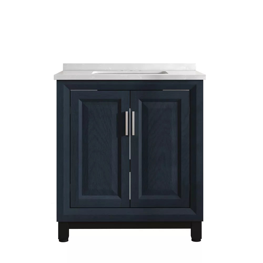 Festivo 30" FBV21010 Freestanding Bathroom Vanity with Marble Top-Navy