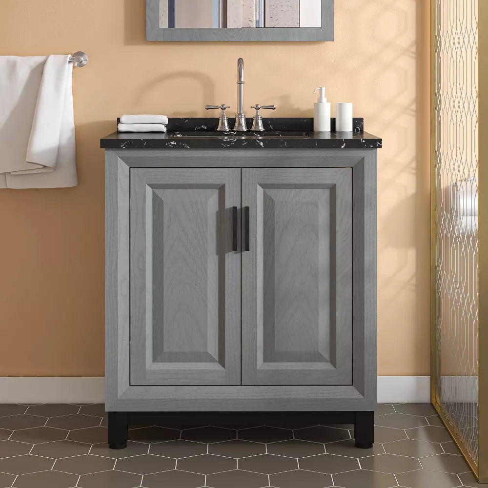 Festivo 30" FBV21011 Freestanding Bathroom Vanity with Marble Top-Grey