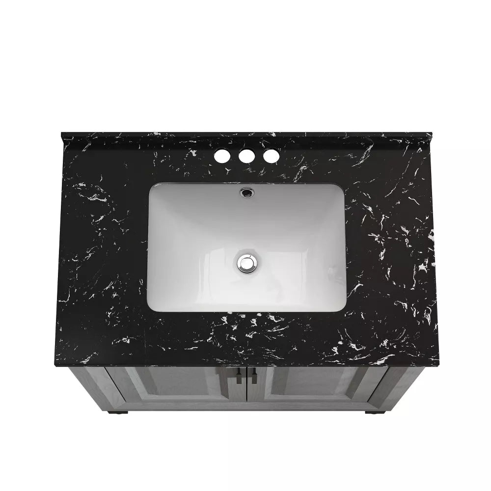 Festivo 30" FBV21011 Freestanding Bathroom Vanity with Marble Top-Grey