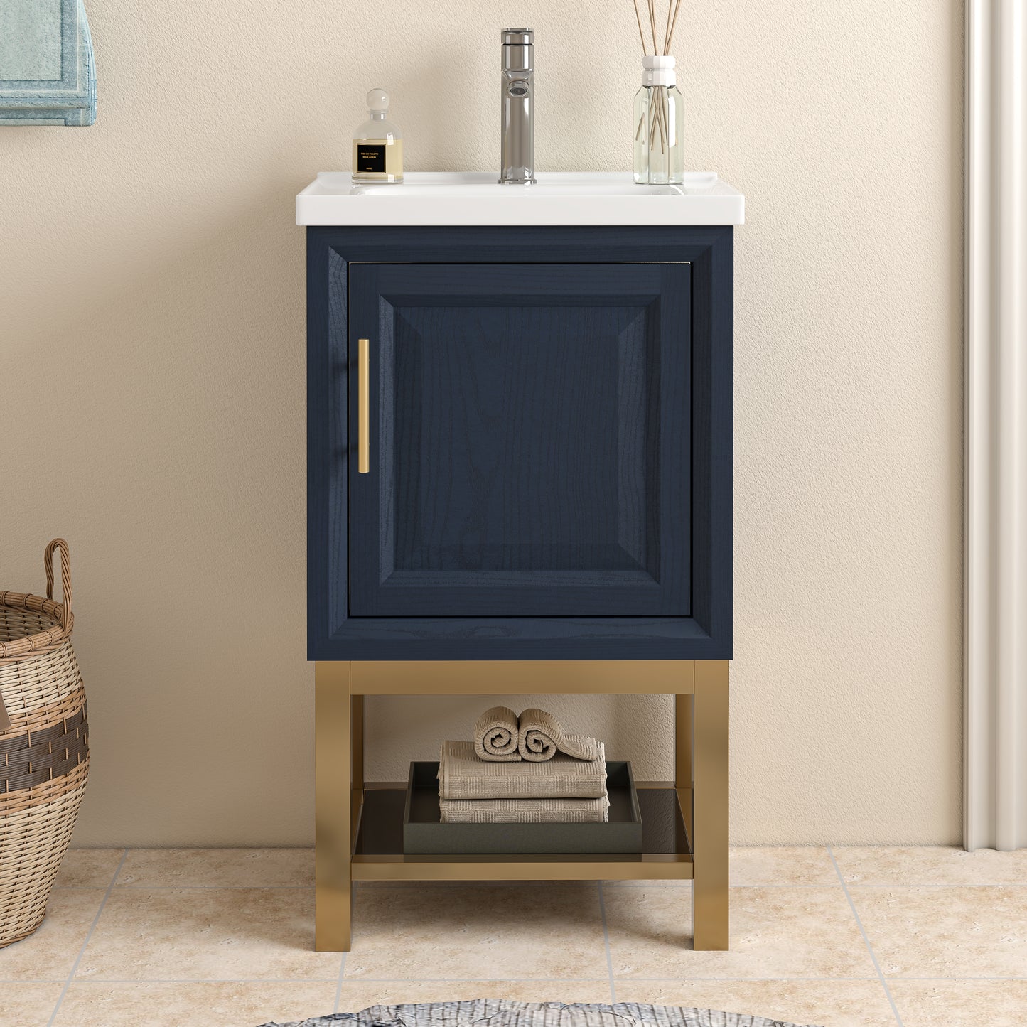 Festivo 20" FBV24210 Freestanding Bathroom Vanity with Ceramic Top-Blue
