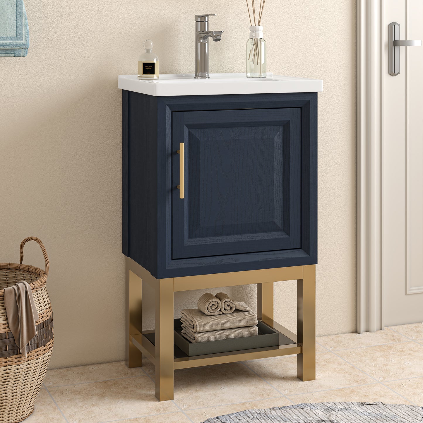 Festivo 20" FBV24210 Freestanding Bathroom Vanity with Ceramic Top-Blue