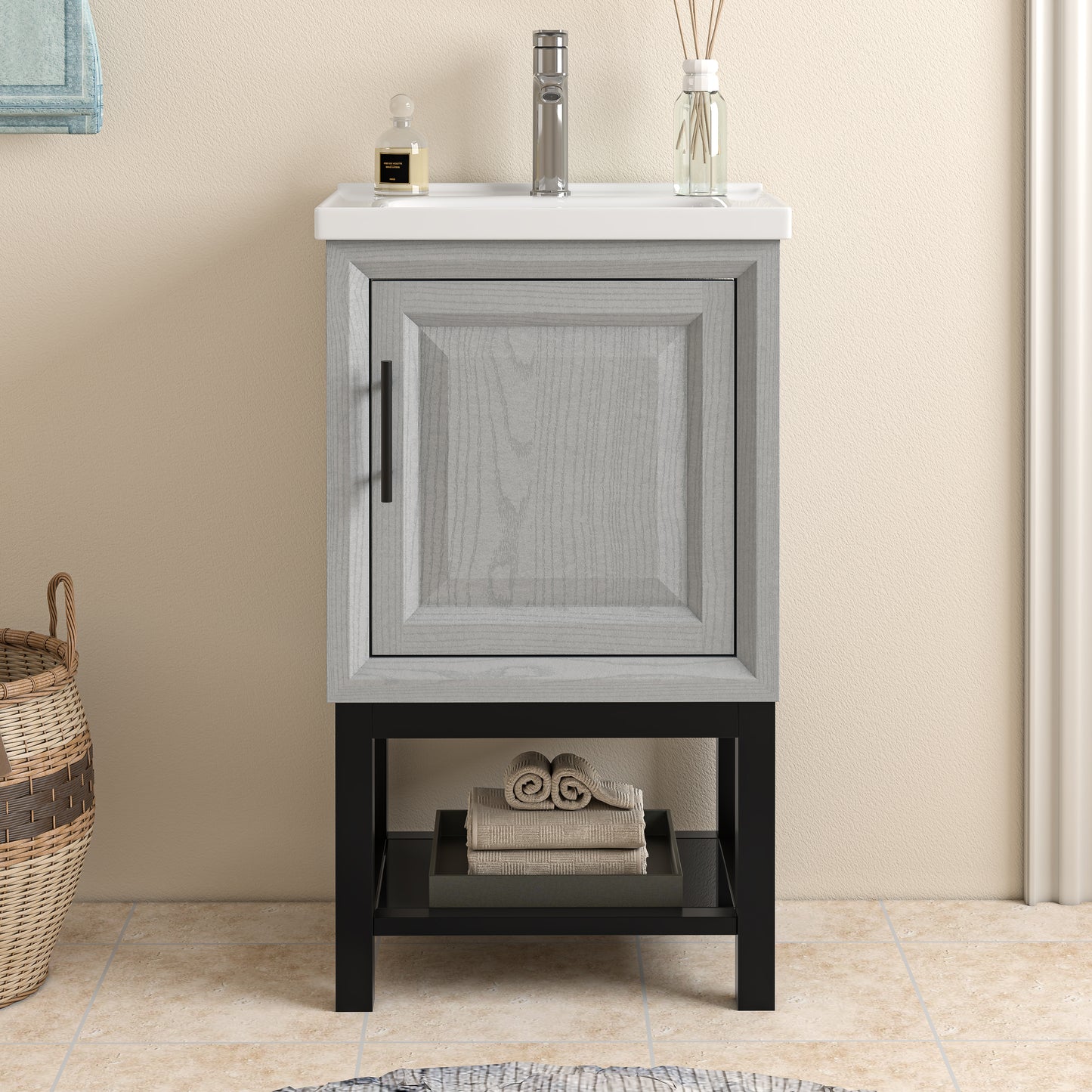 Festivo 20" FBV24211 Freestanding Bathroom Vanity with Ceramic Top-Grey