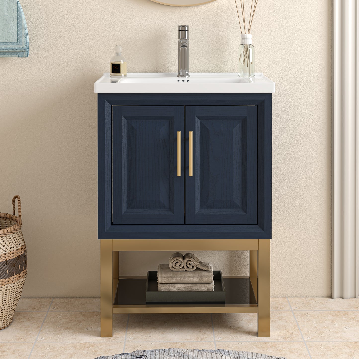 Festivo 24" FBV24220 Freestanding Bathroom Vanity with Ceramic Top-Blue