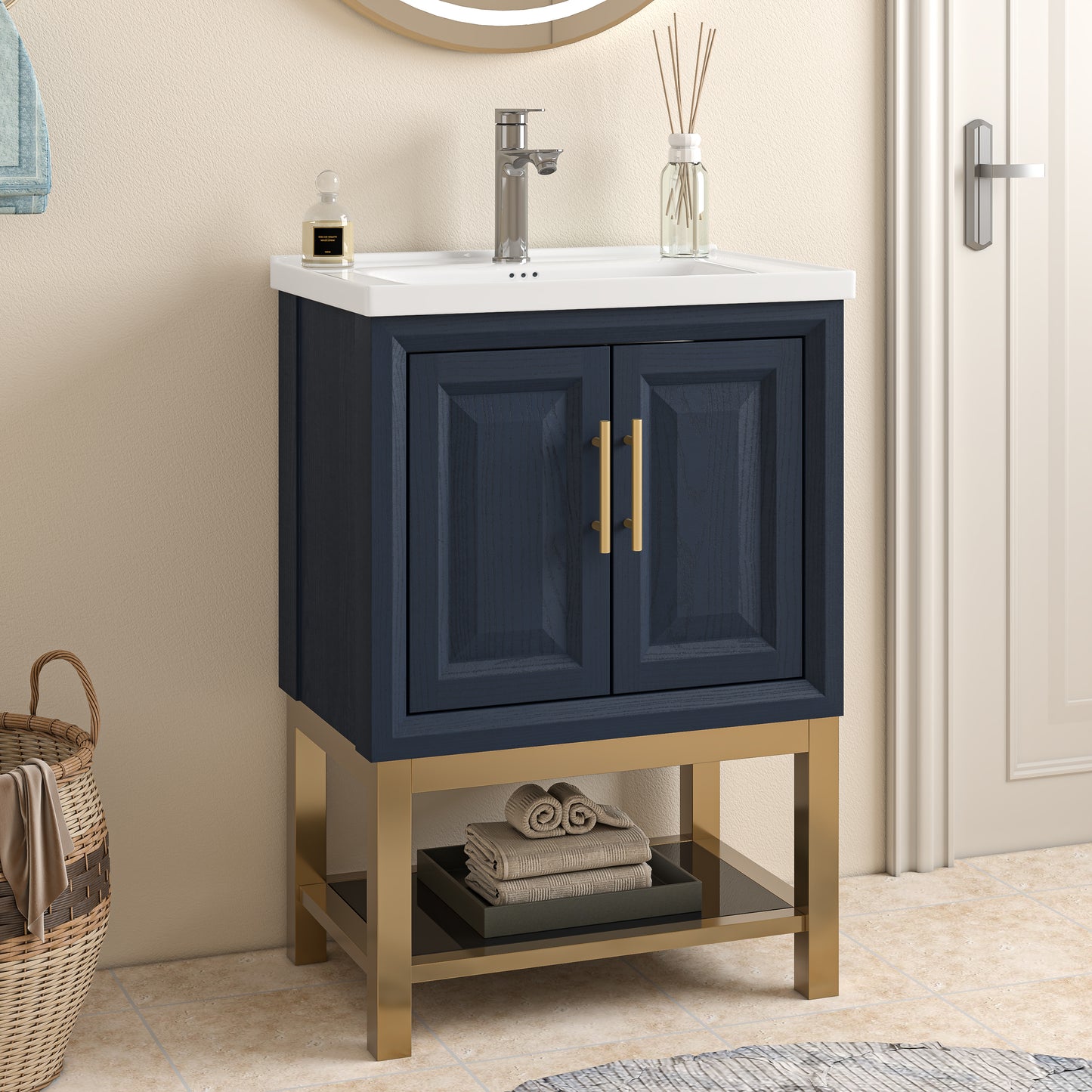Festivo 24" FBV24220 Freestanding Bathroom Vanity with Ceramic Top-Blue