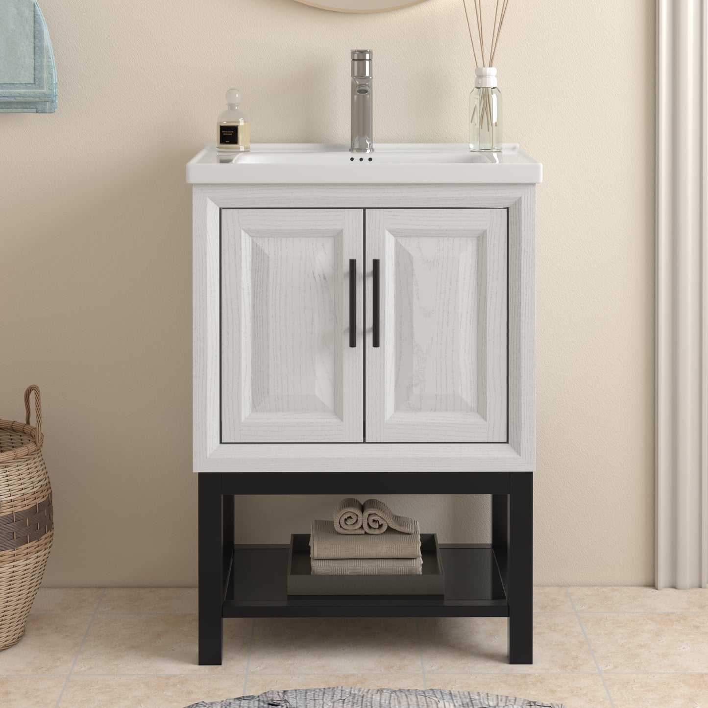 Festivo 24" FBV24222 Freestanding Bathroom Vanity with Ceramic Top-White