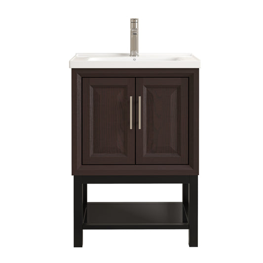 Festivo 24" FBV24223 Freestanding Bathroom Vanity with Ceramic Top & Faucet-Muddy