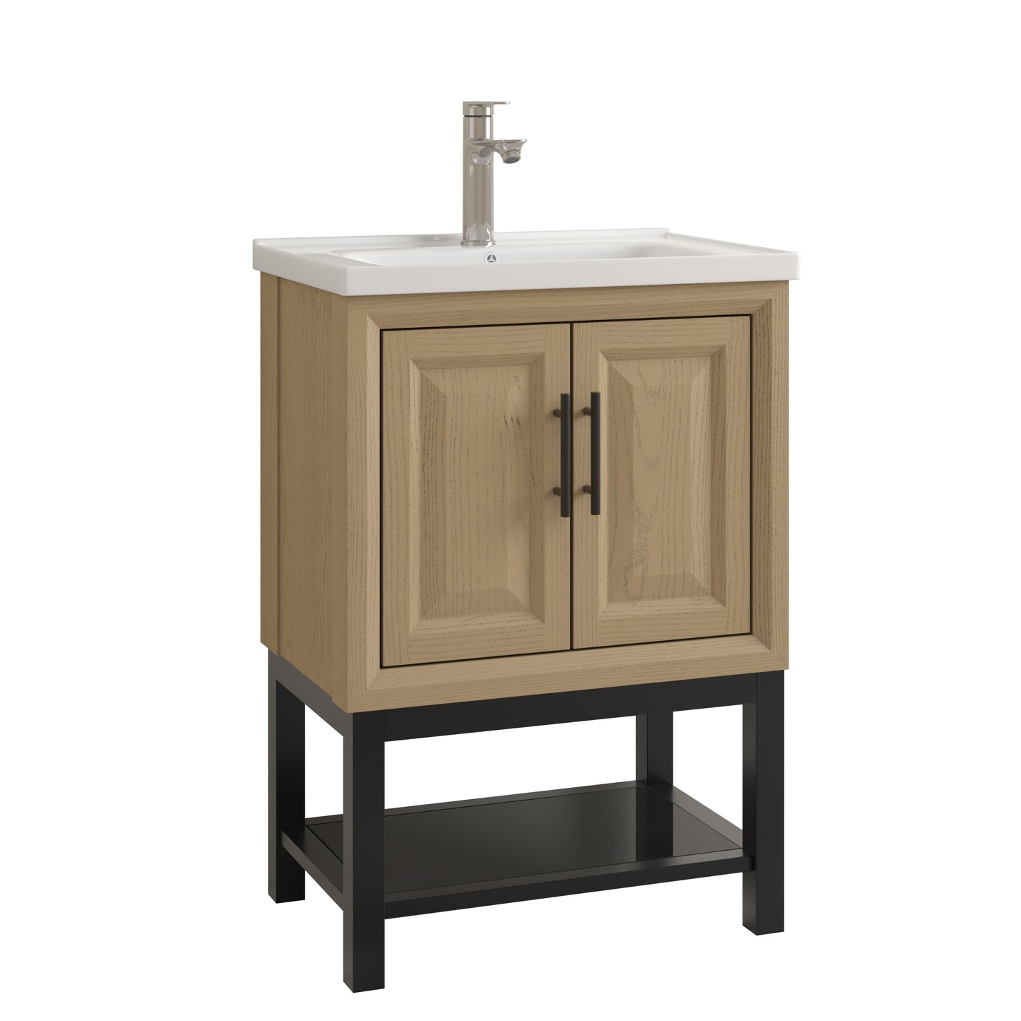 Festivo 24" FBV24224 Freestanding Bathroom Vanity with Ceramic Top & Faucet-Brown