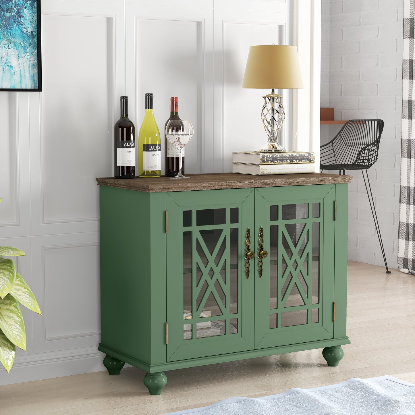 Festivo FCB22421 38" Buffet Sideboard Cabinet-Green