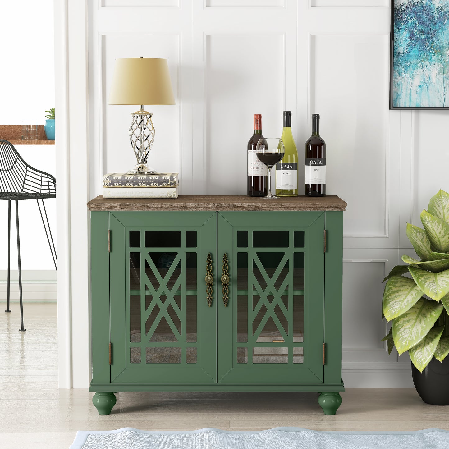 Festivo FCB22421 38" Buffet Sideboard Cabinet-Green