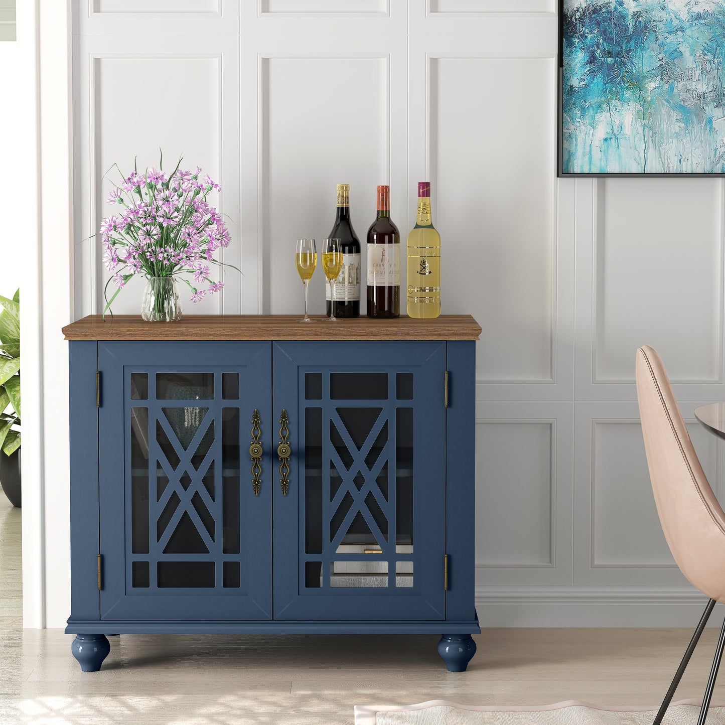 Festivo FCB22423 38" Buffet Sideboard Cabinet-Blue