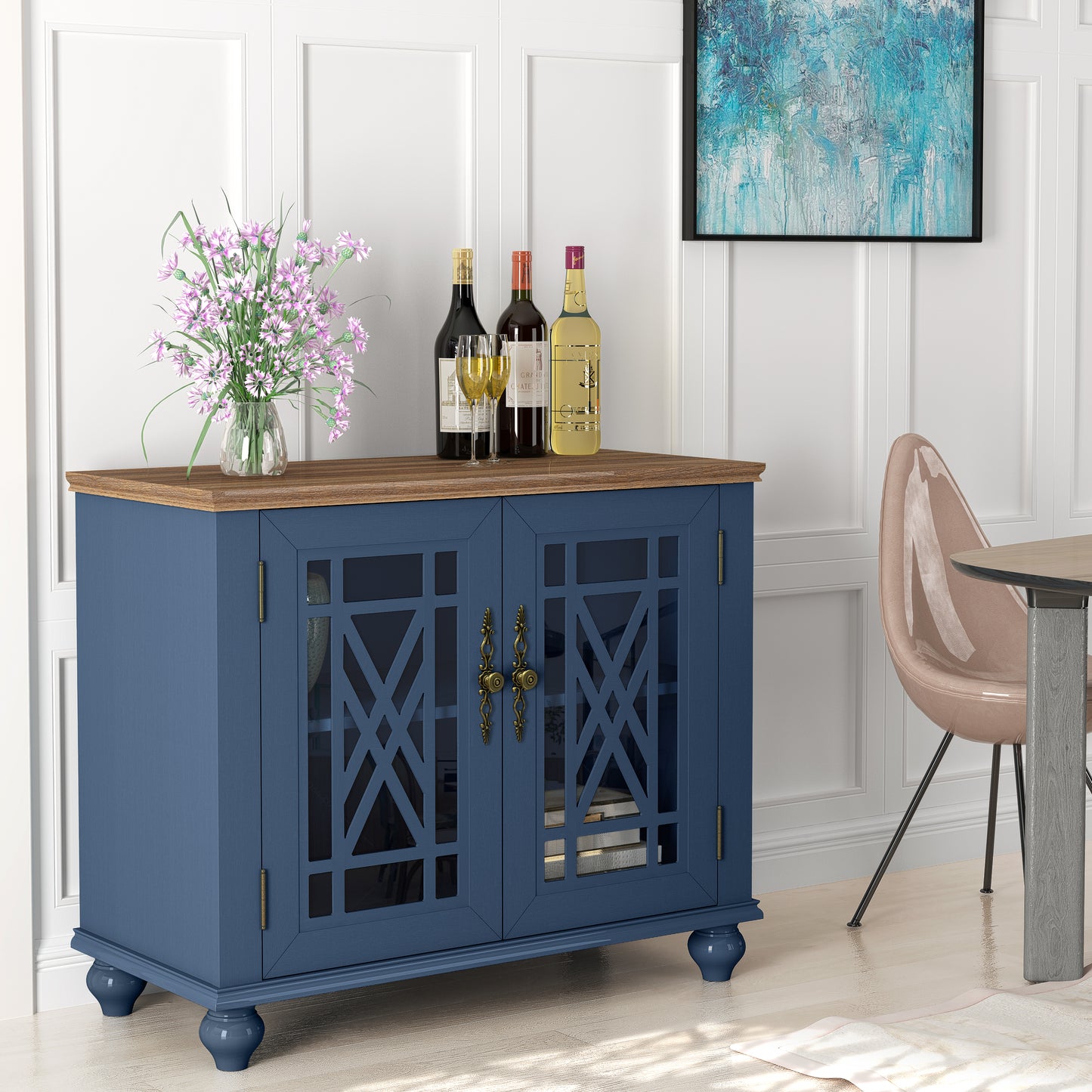 Festivo FCB22423 38" Buffet Sideboard Cabinet-Blue