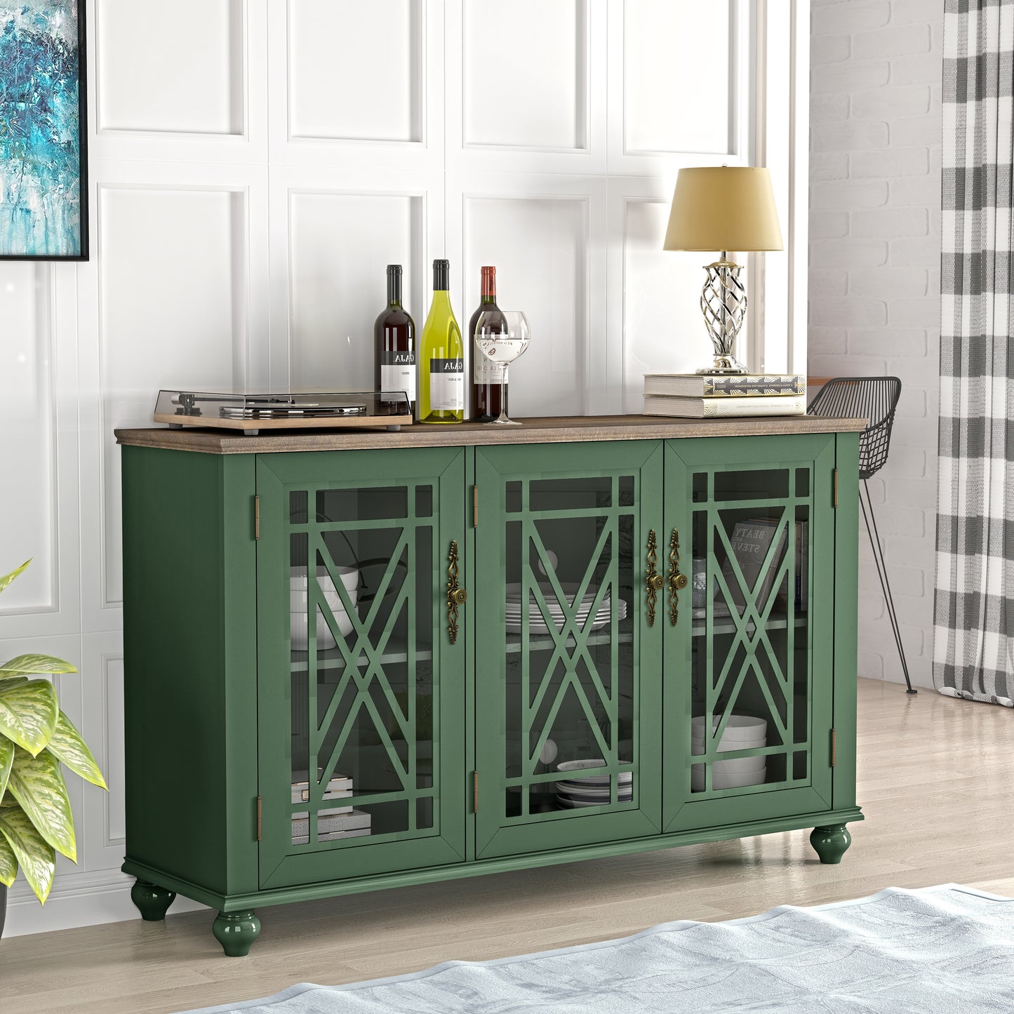 Festivo FCB22431 55" Buffet Sideboard Cabinet-Green