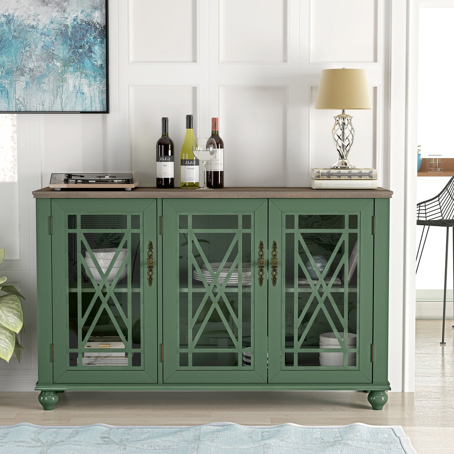 Festivo FCB22431 55" Buffet Sideboard Cabinet-Green