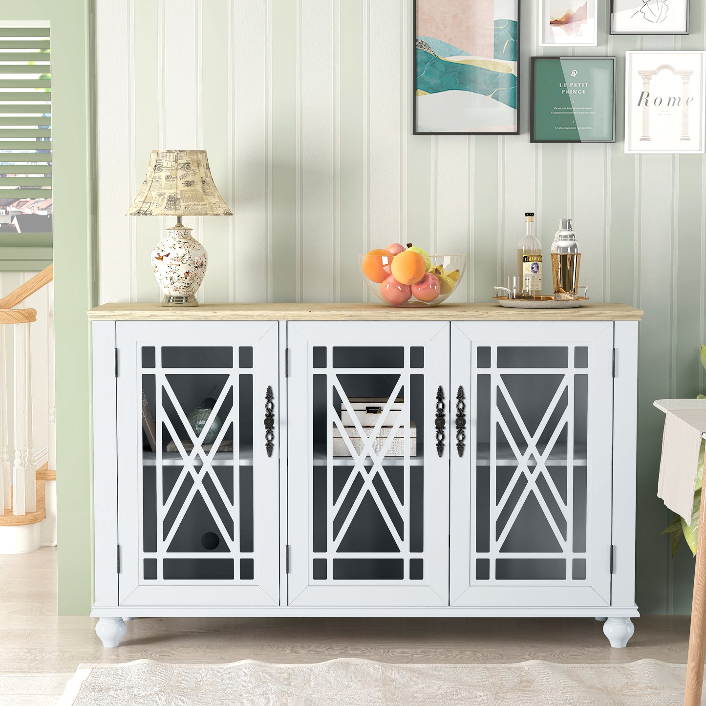 Festivo FCB22432 55" Buffet Sideboard Cabinet-Grayish White