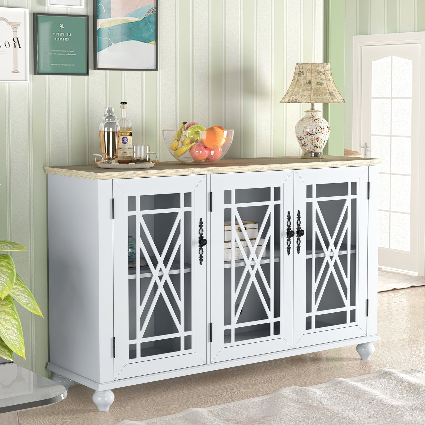 Festivo FCB22432 55" Buffet Sideboard Cabinet-Grayish White