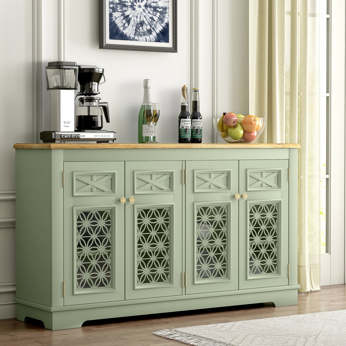 Festivo FCB24145 57.5" Buffet Sideboard Cabinet-Green