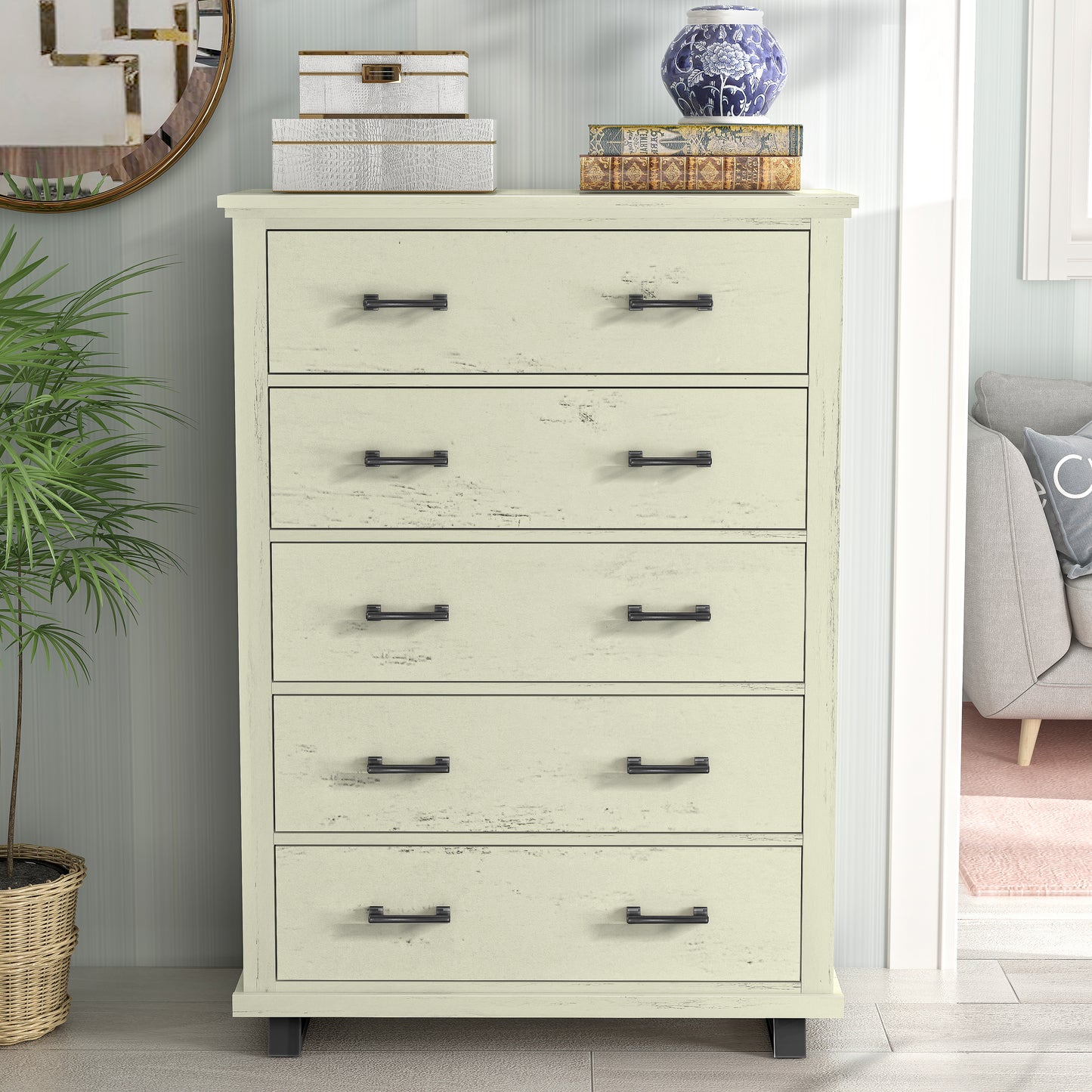 Festivo FCH22242 38" Bedroom Chest with 5 Drawers-White