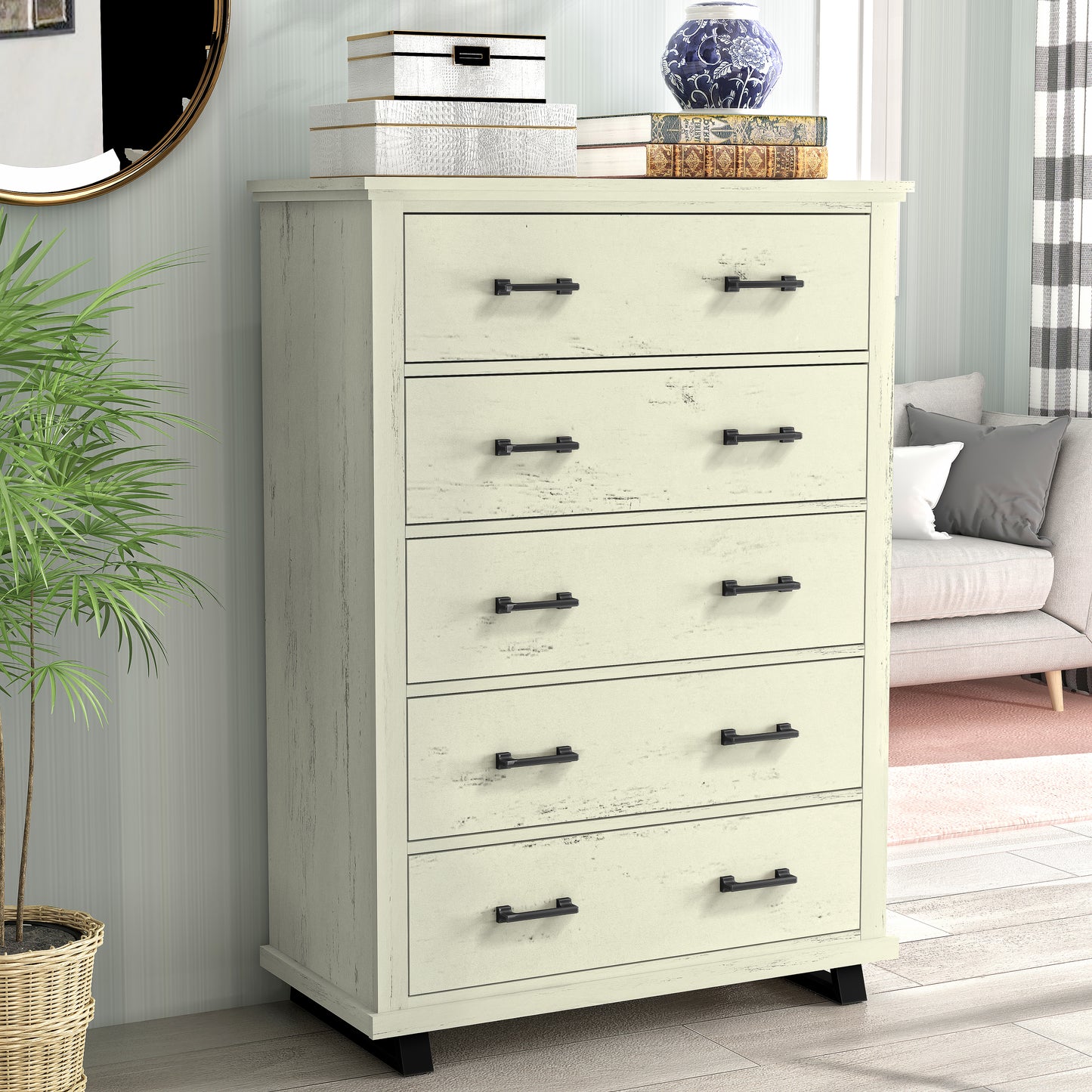 Festivo FCH22242 38" Bedroom Chest with 5 Drawers-White