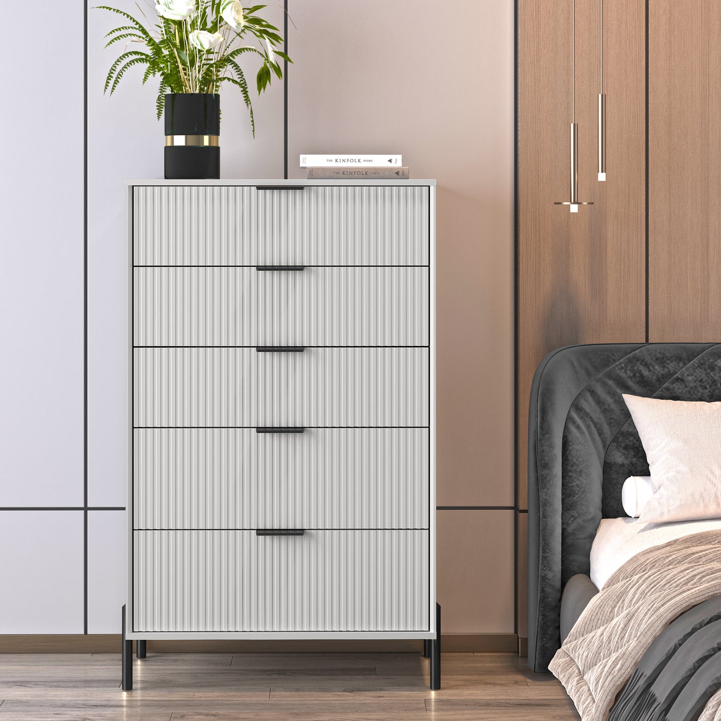 Festivo FCH23152 30" Bedroom Chest with 5 Drawers-Offwhite