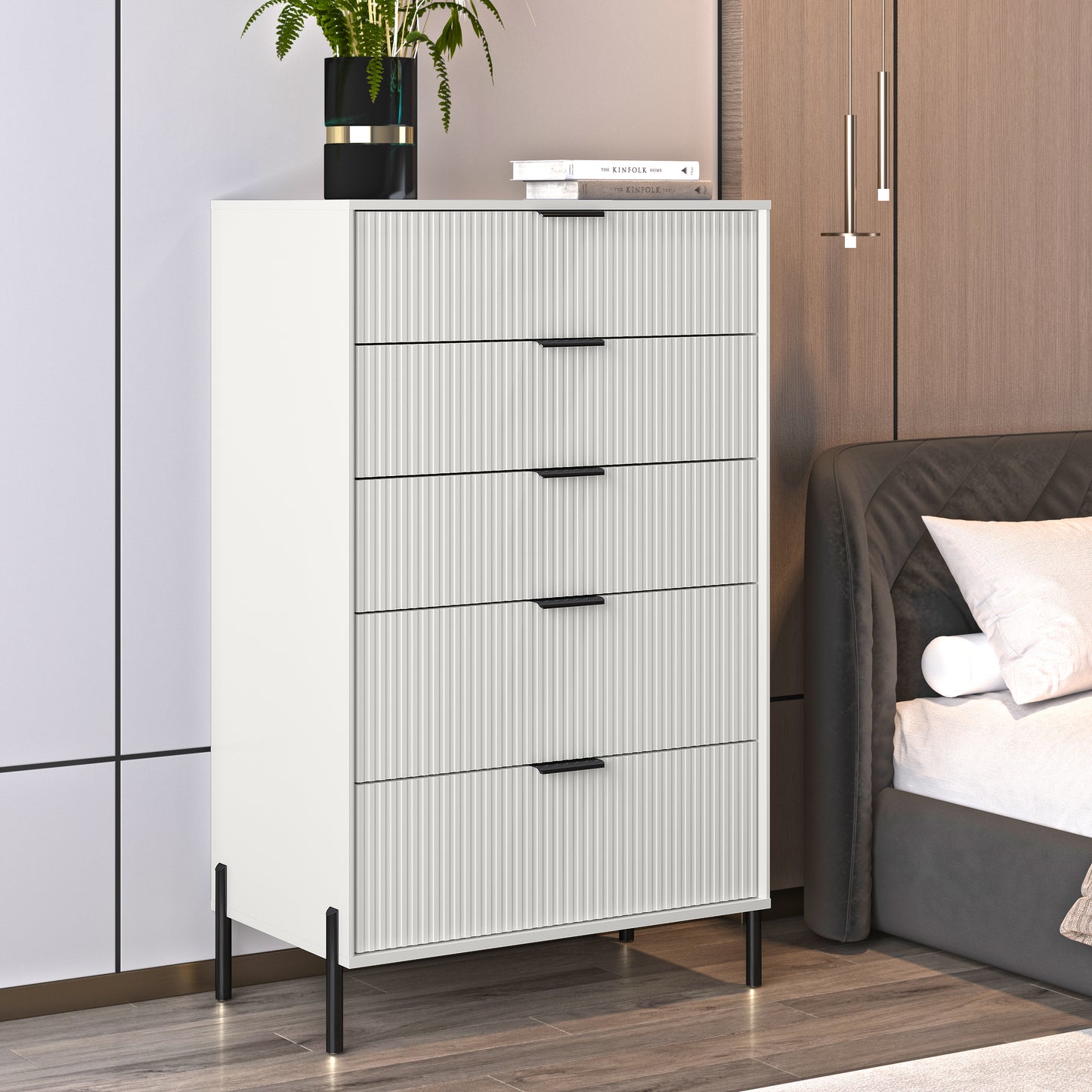 Festivo FCH23152 30" Bedroom Chest with 5 Drawers-Offwhite
