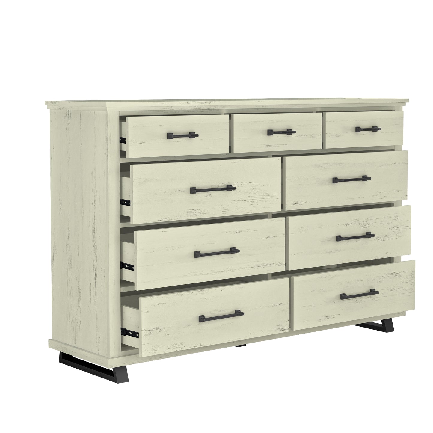 Festivo FDR22222 64" Bedroom Dresser with 9 Drawers-White