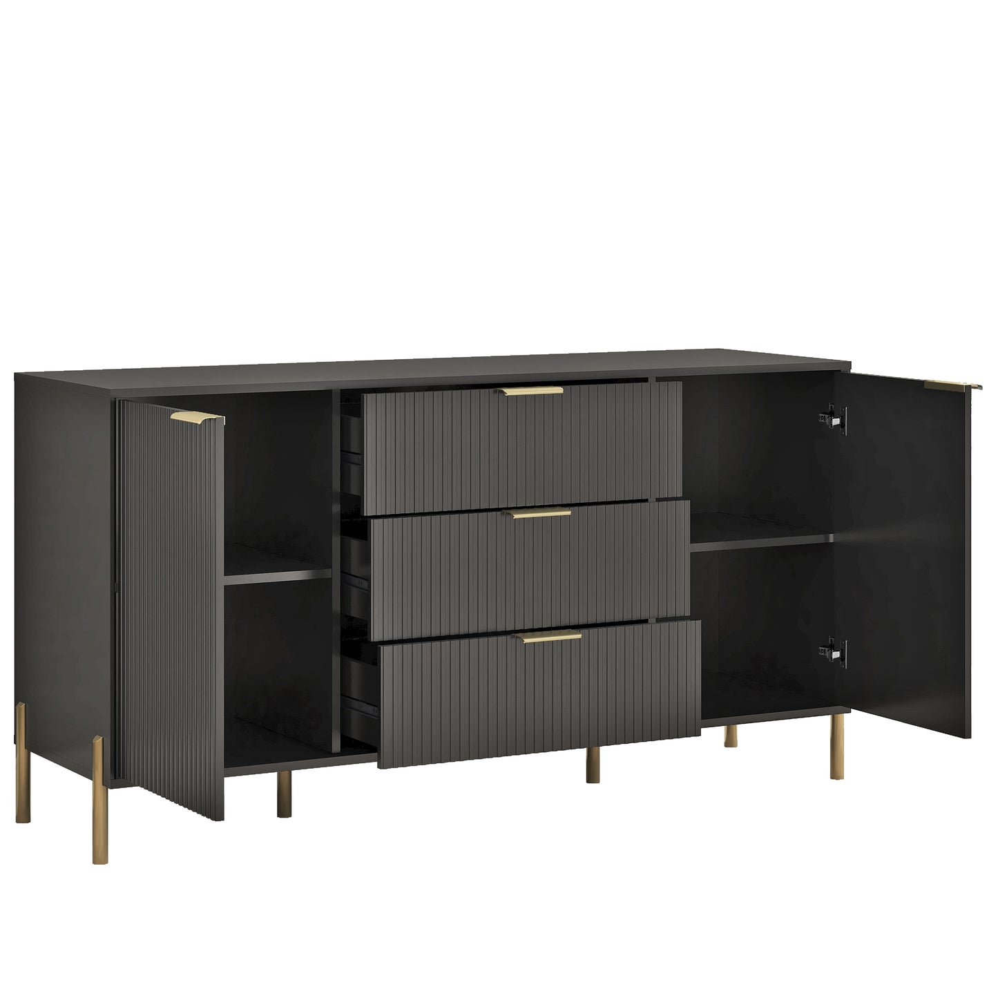 Festivo FDR23141 58" Bedroom Dresser with 3 Drawers-Black