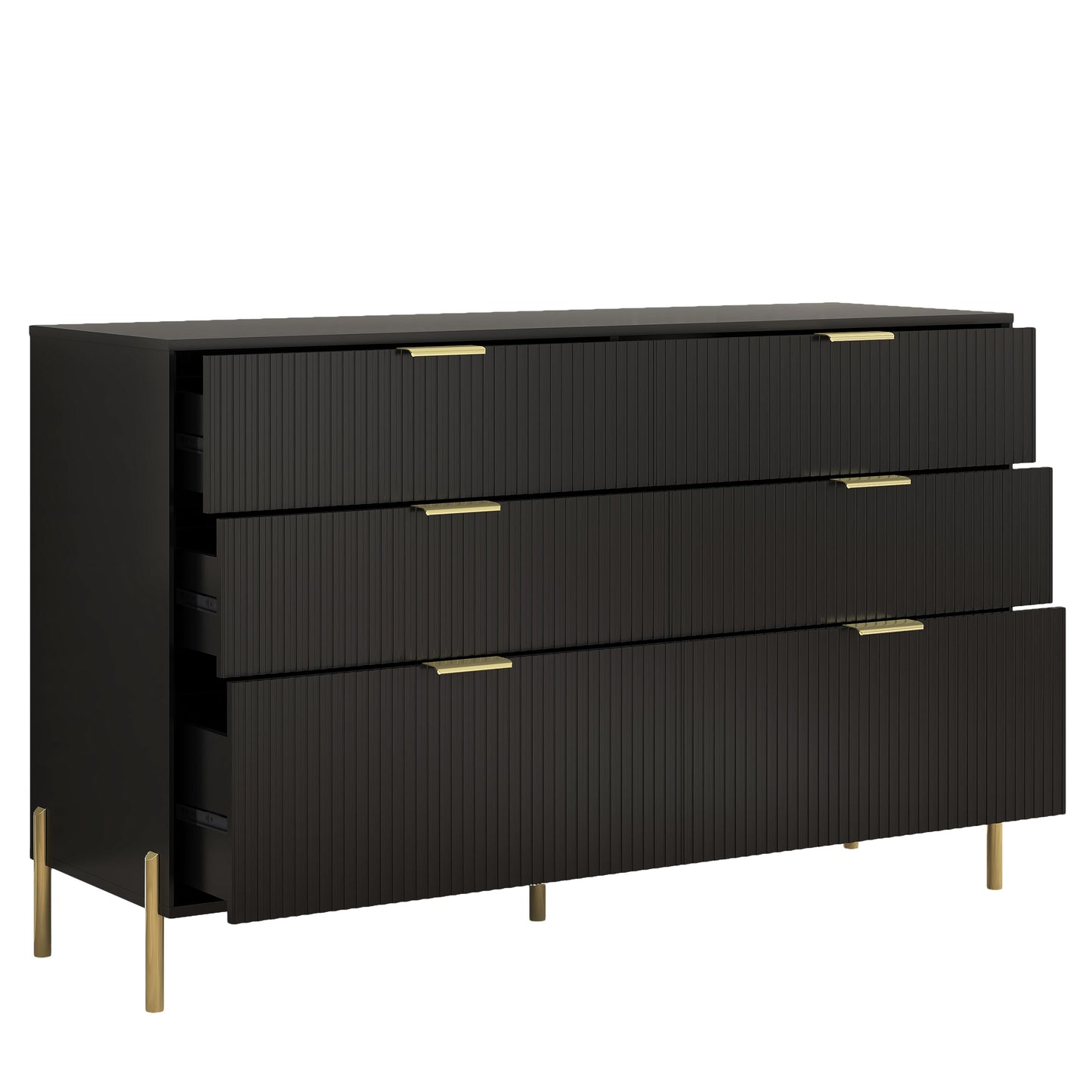 Festivo FDR23145 56" Bedroom Dresser with 6 Drawers-Black