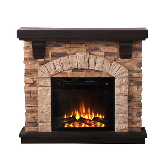 Festivo FFP20101 45" Electric Fireplace Mantel with Faux Brick-Brown