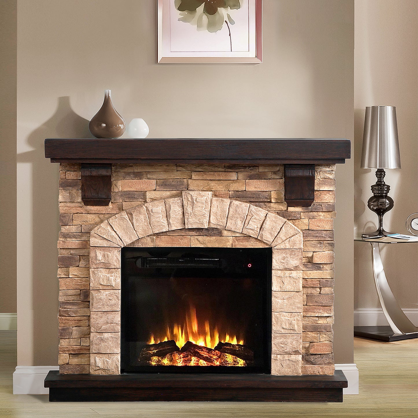 Festivo FFP20101 45" Electric Fireplace Mantel with Faux Brick-Brown