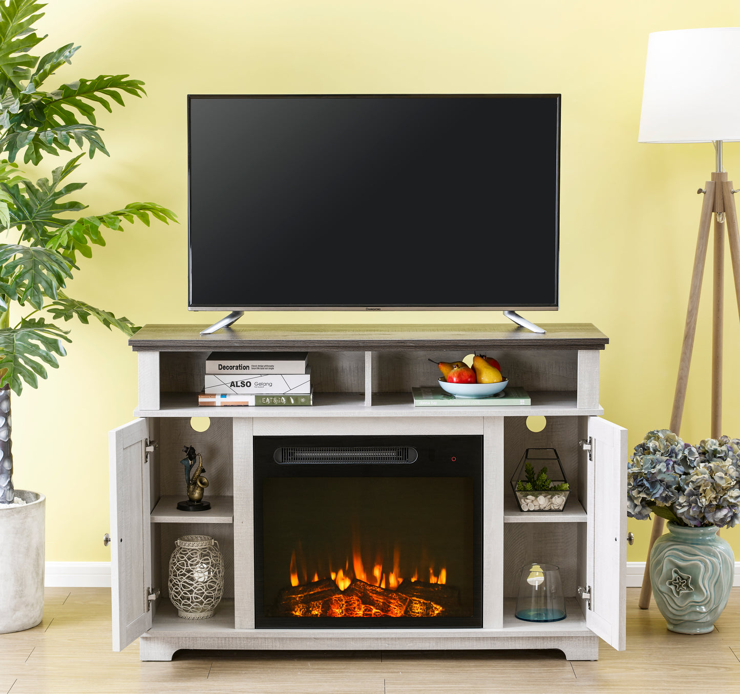Festivo FFP20256 48" TV Stand with 23" Electric Fireplace-White
