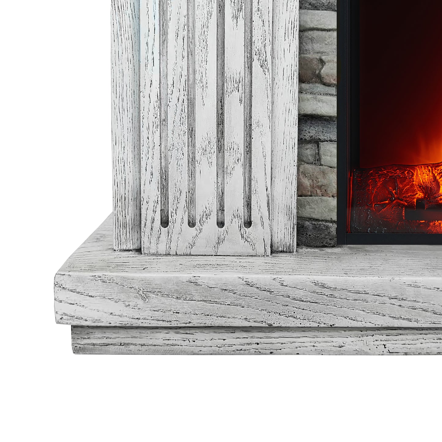 Festivo FFP22196 48" Electric Fireplace Mantel with Faux Brick-White