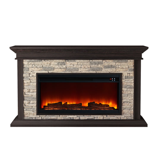 Festivo FFP23008 60" Electric Fireplace Mantel with Faux Brick-Brown