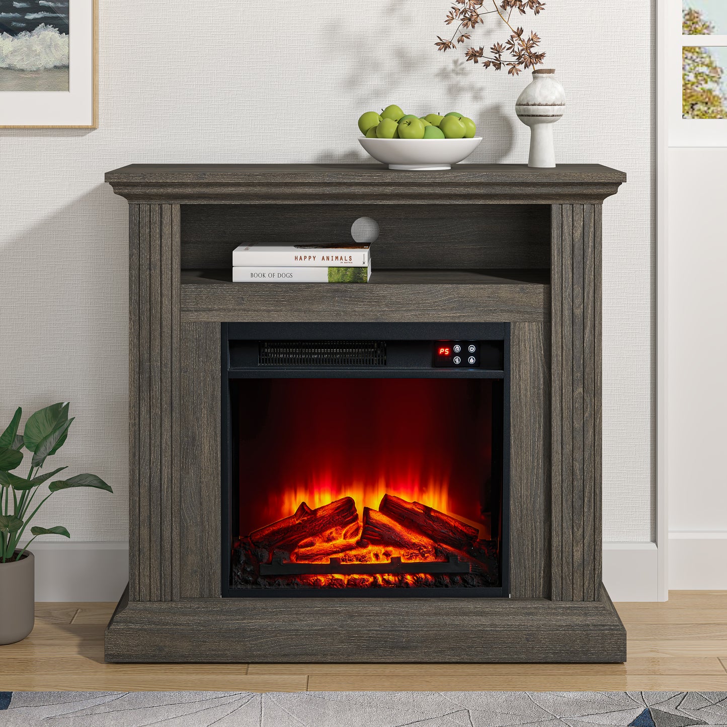Festivo FFP23341 32" Electric Fireplace Mantel-Brown