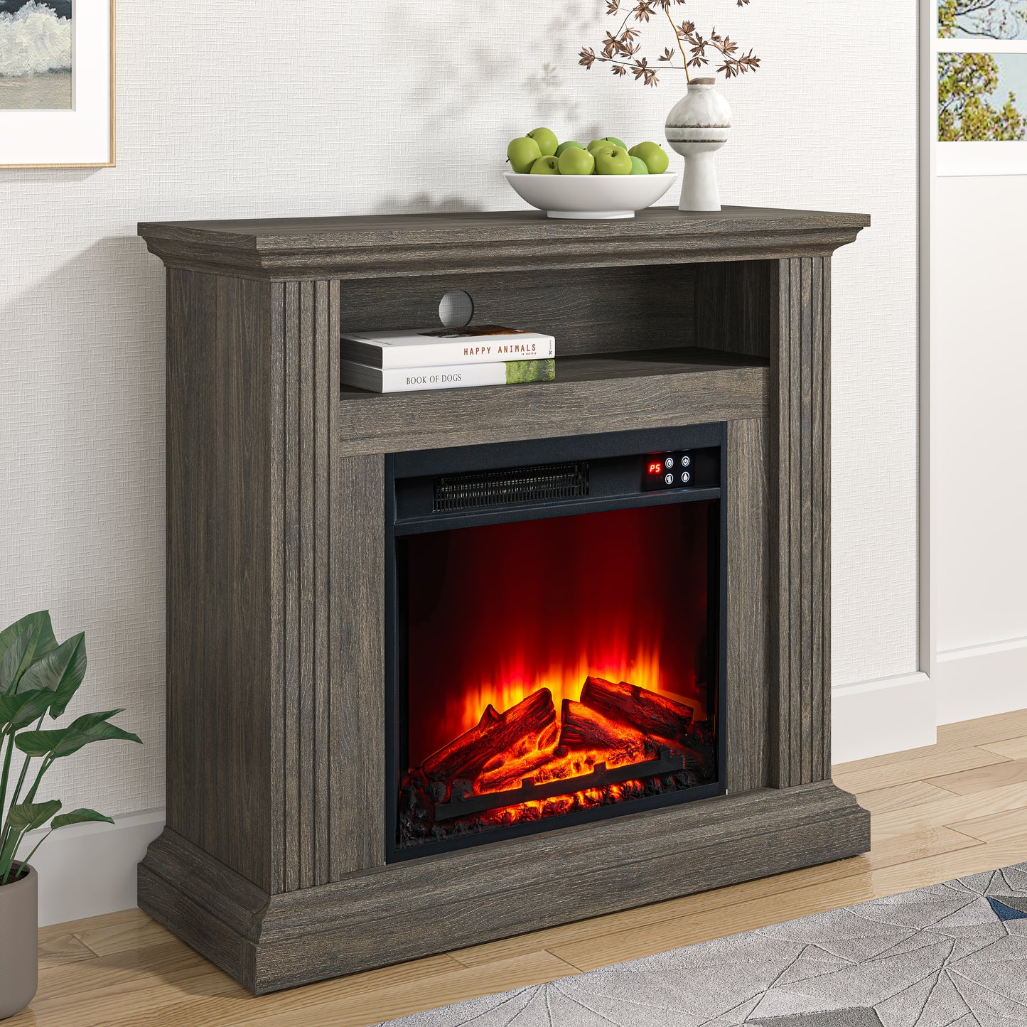 Festivo FFP23341 32" Electric Fireplace Mantel-Brown