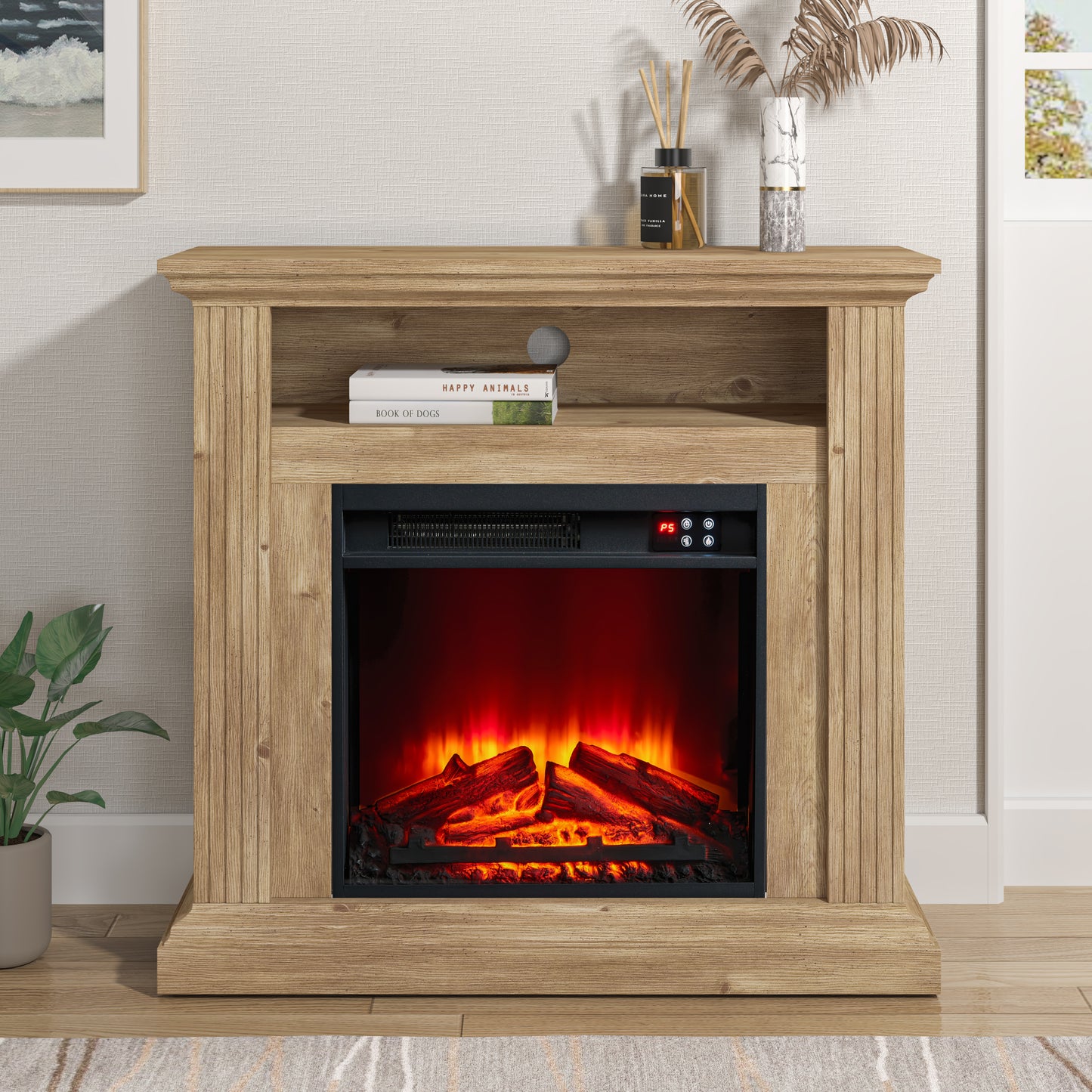 Festivo FFP23342 32" Electric Fireplace Mantel-Walnut