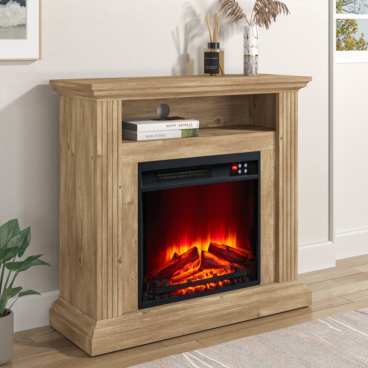 Festivo FFP23342 32" Electric Fireplace Mantel-Walnut