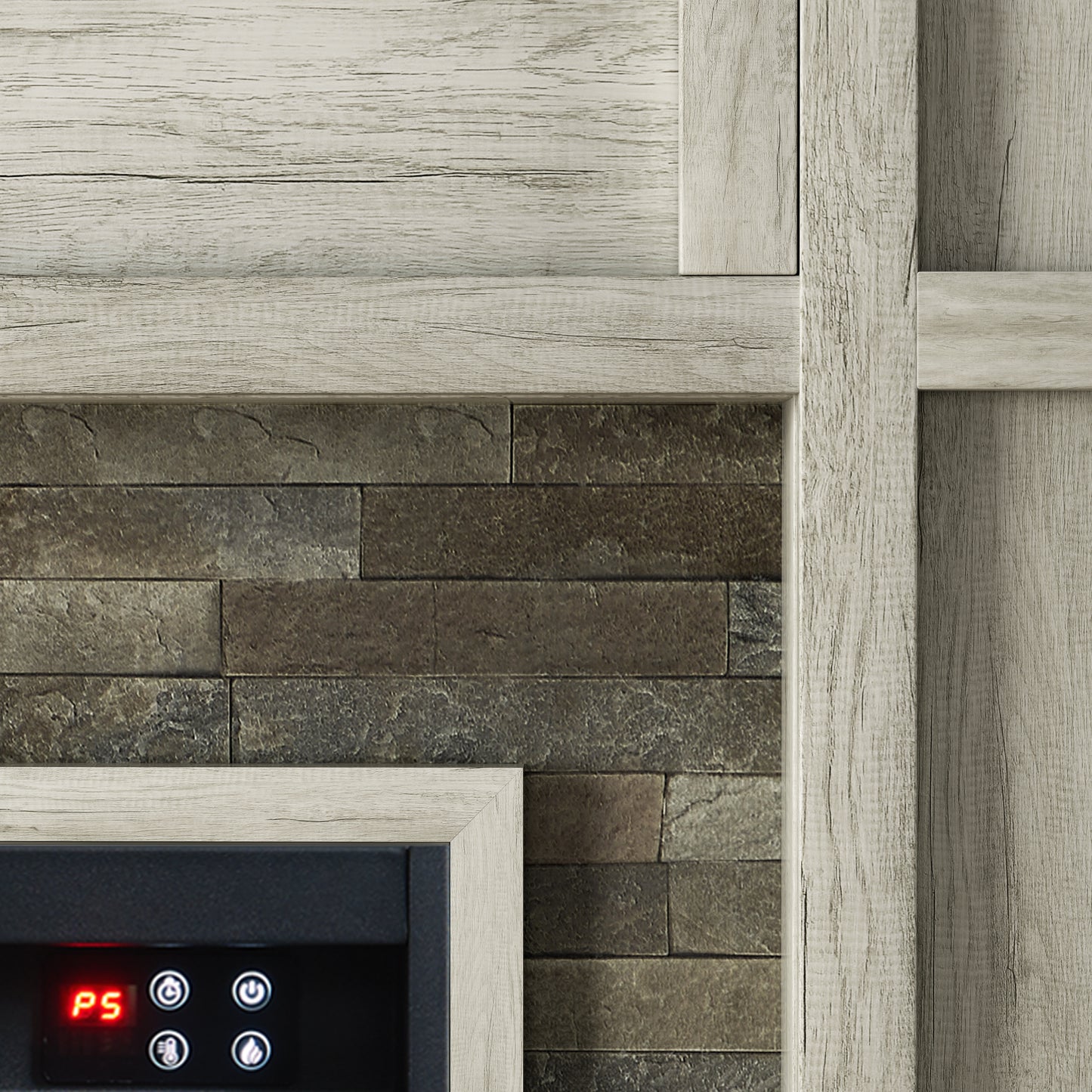 Festivo FFP23345 48" Electric Fireplace Mantel with Faux Brick-Grey