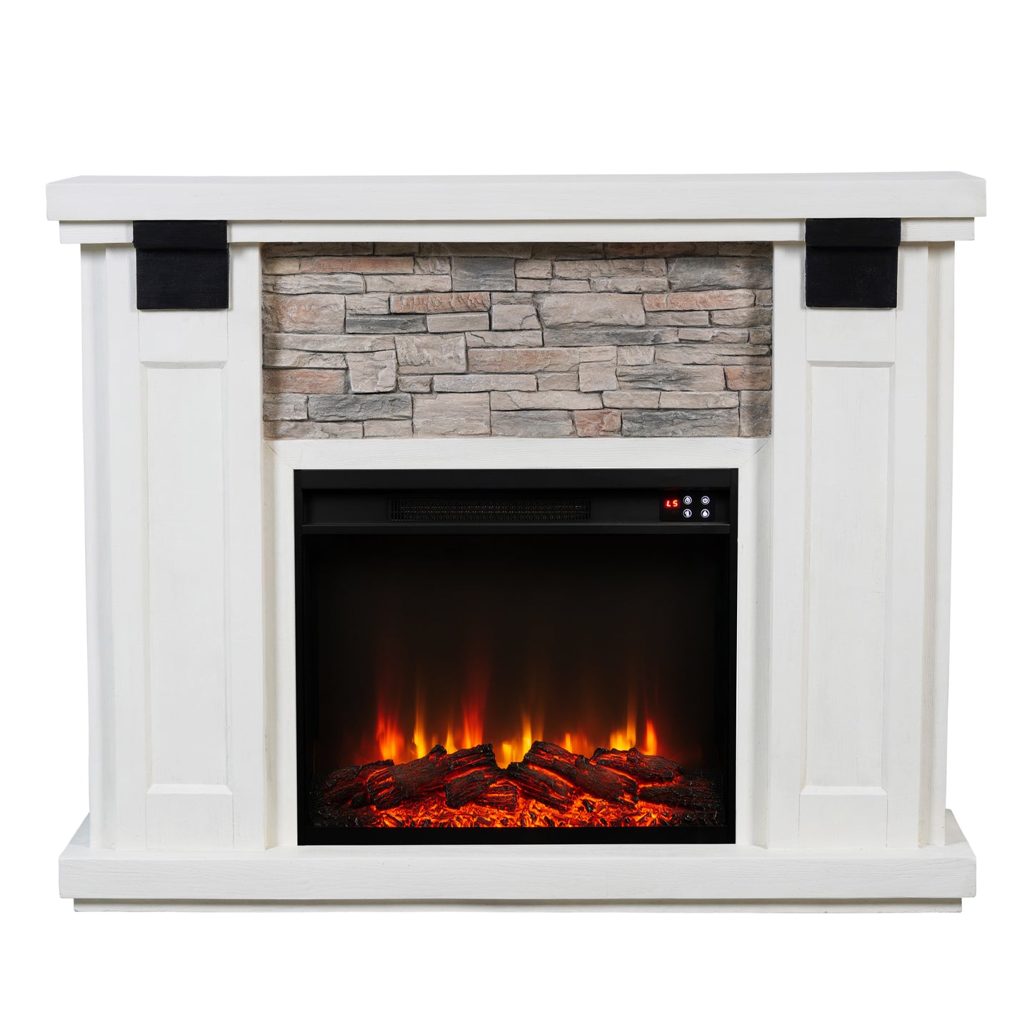 Festivo FFP23612 48" Electric Fireplace Mantel with Faux Brick-White