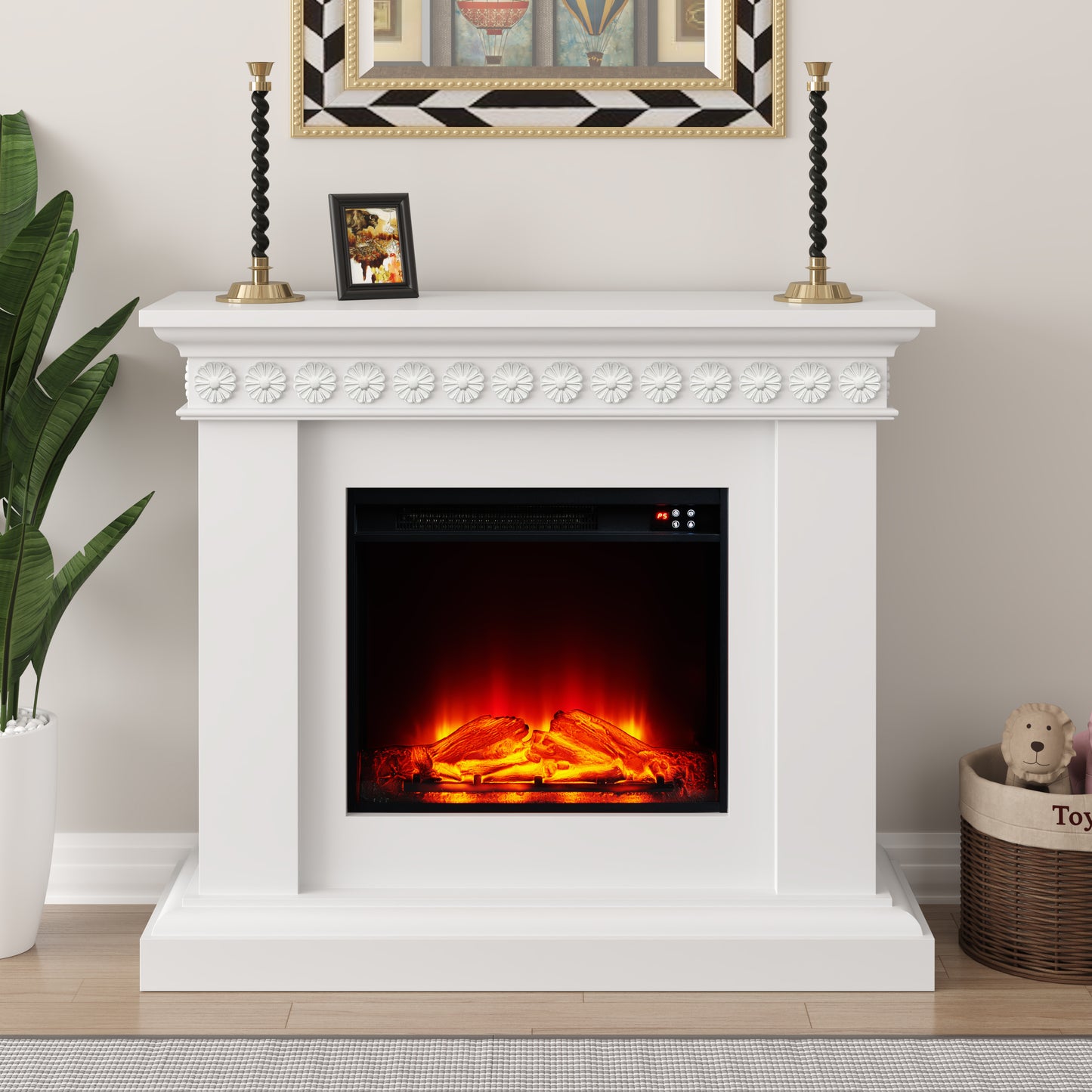 Festivo FFP24125 46.5" Electric Fireplace Mantel-White