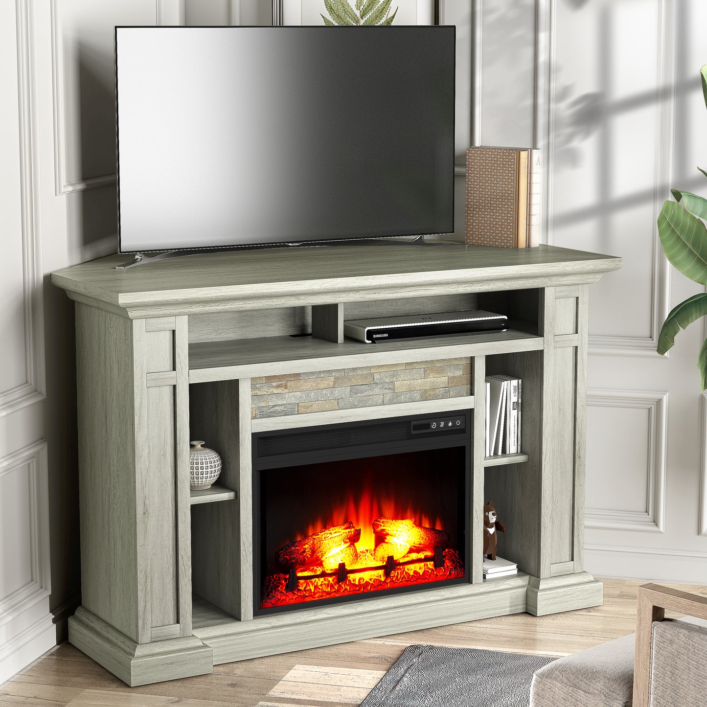 Festivo FFP24225 50" Corner Electric Fireplace Mantel-Grey