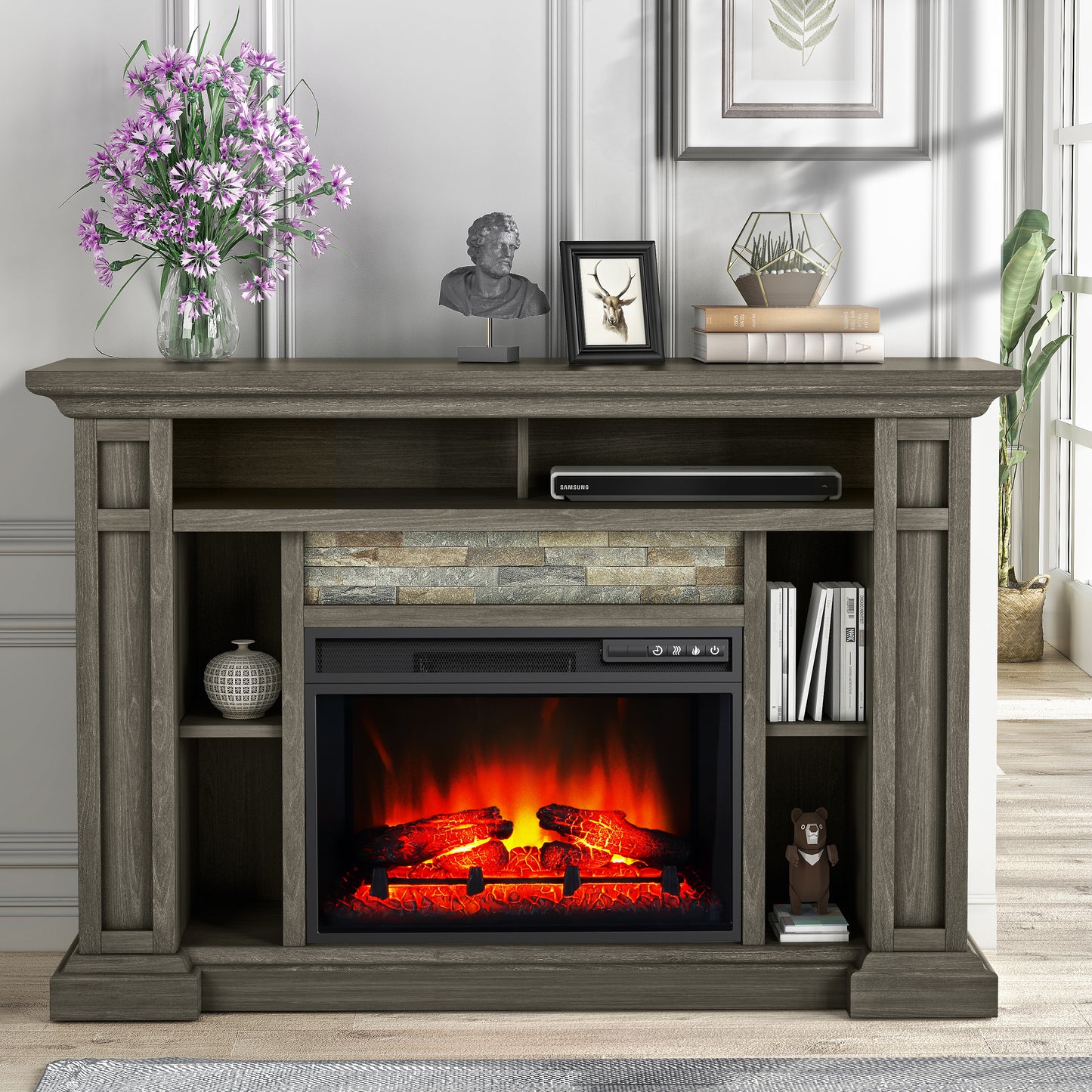 Festivo FFP24226 50" Corner Electric Fireplace Mantel-Brown