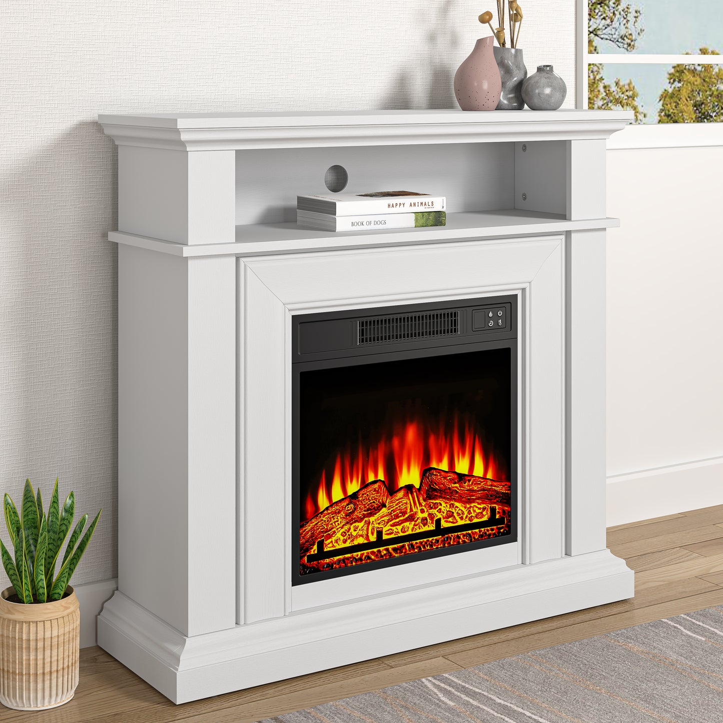 Festivo FFP24245 36" Electric Fireplace Mantel-White