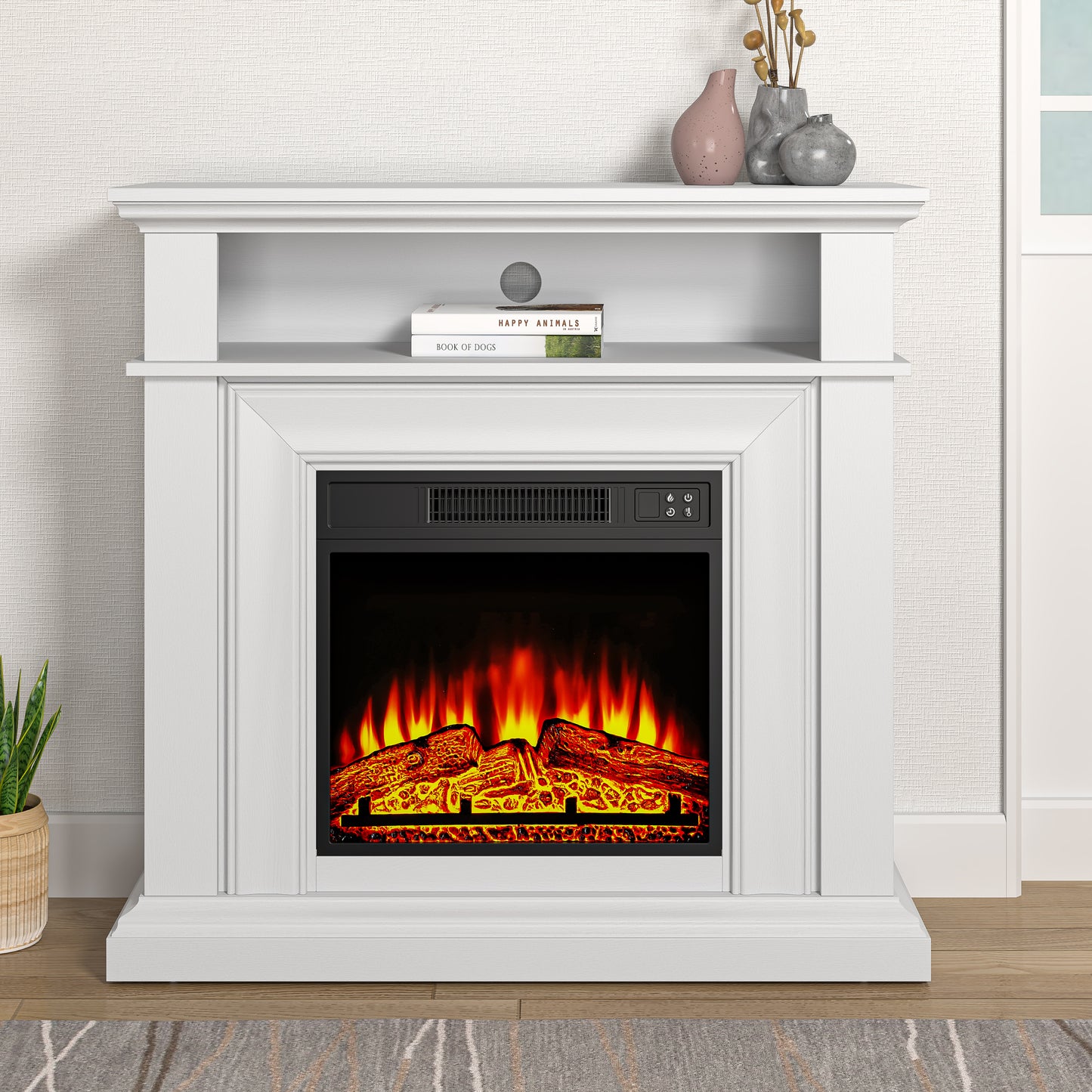 Festivo FFP24245 36" Electric Fireplace Mantel-White