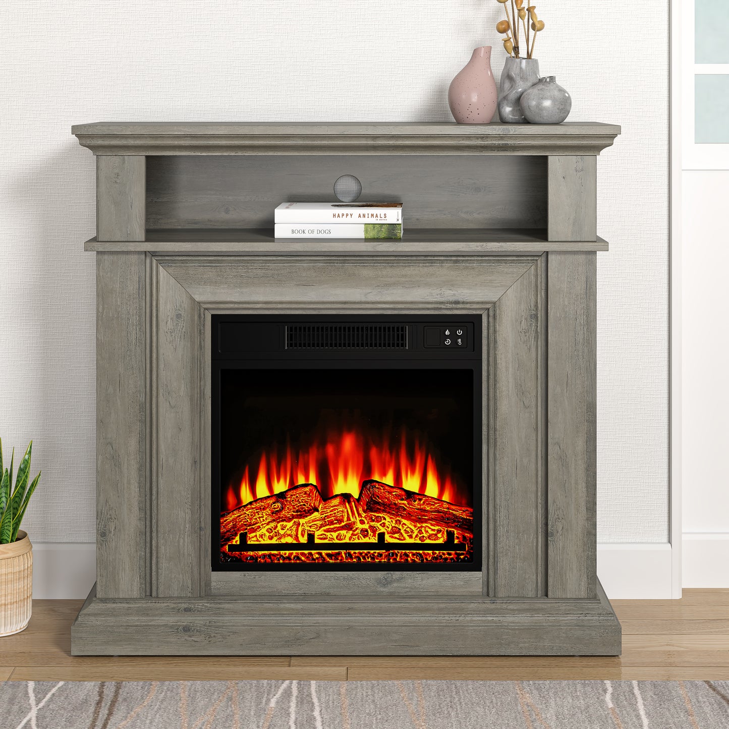 Festivo FFP24246 36" Electric Fireplace Mantel-Brown