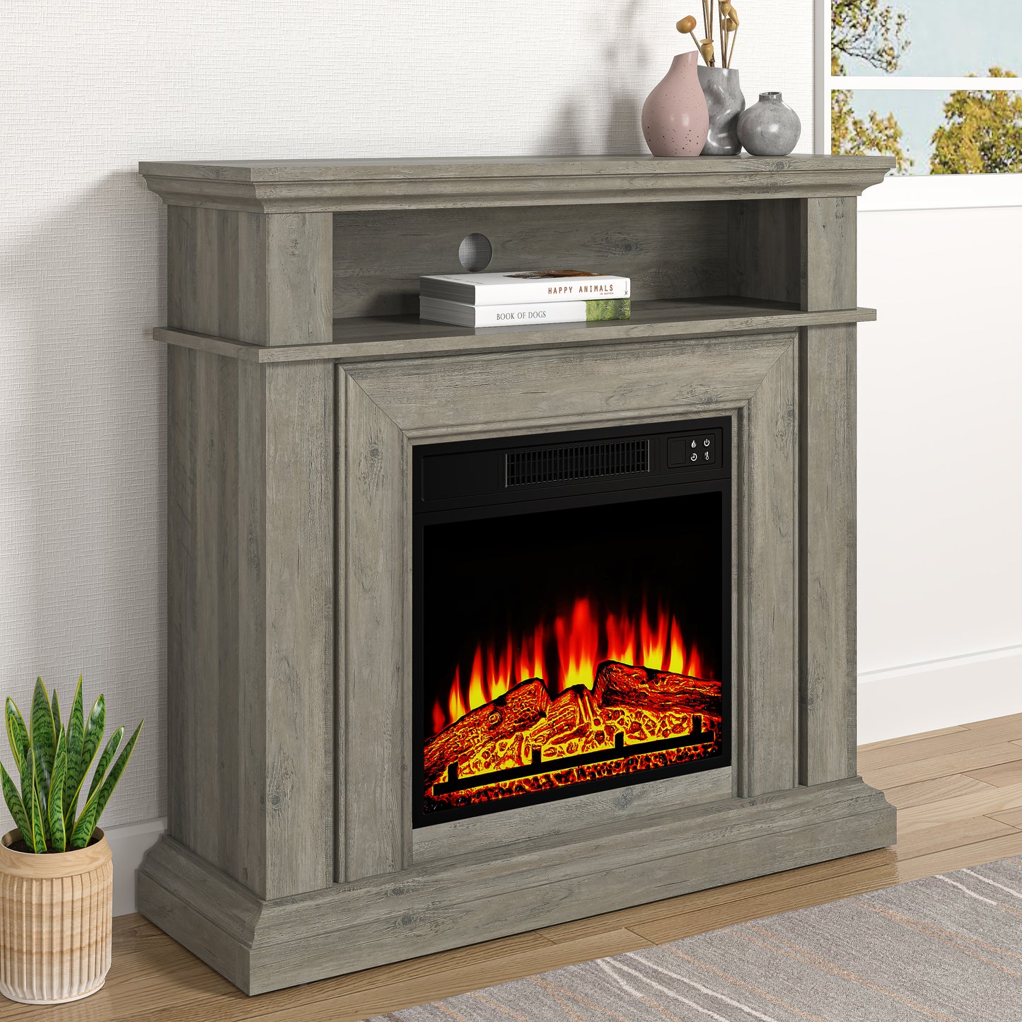 Festivo FFP24246 36" Electric Fireplace Mantel-Brown