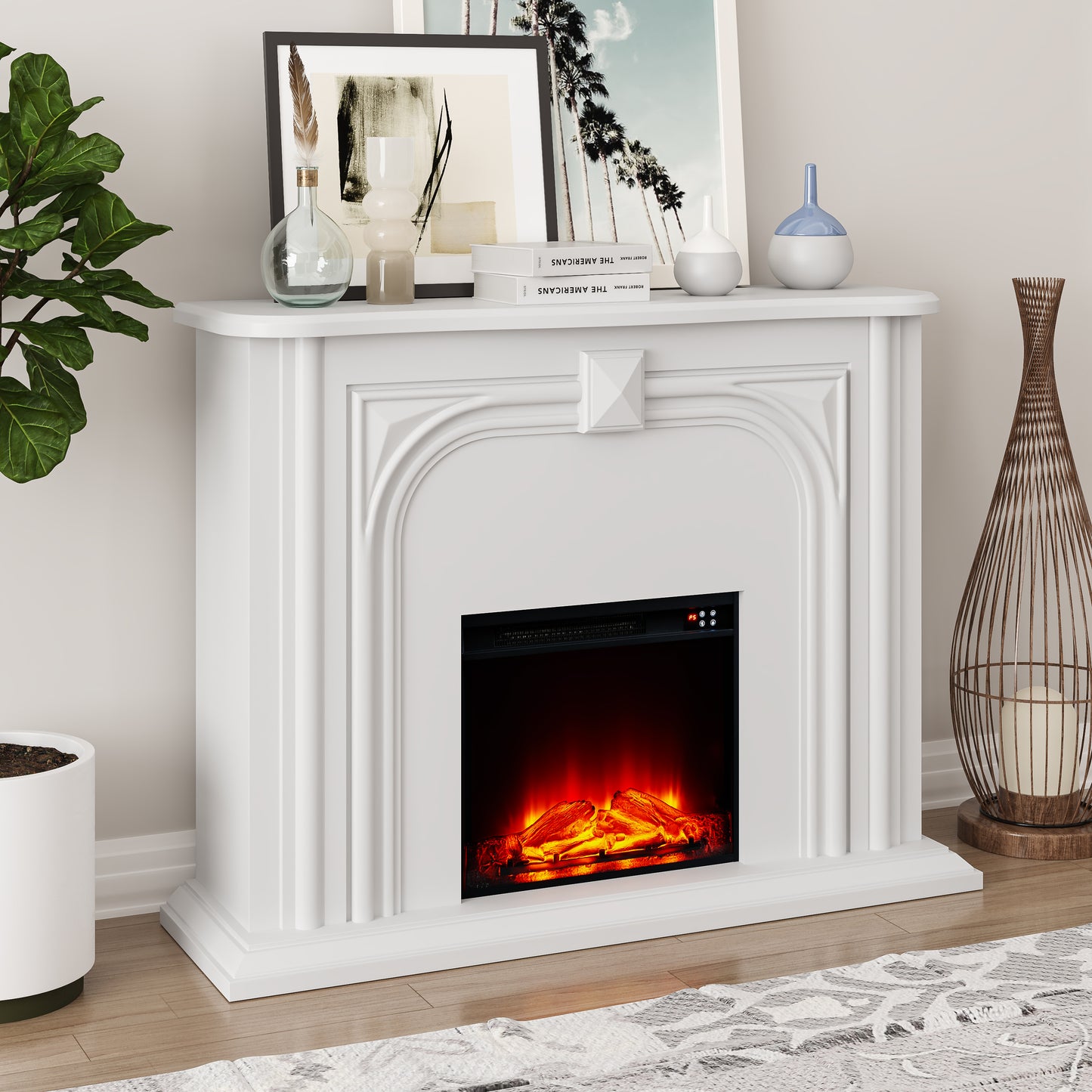 Festivo FFP24346 47.5" Electric Fireplace Mantel-White